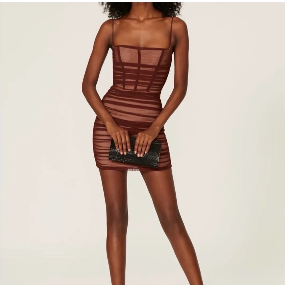 Nookie Burgundy Striped Mini Dress